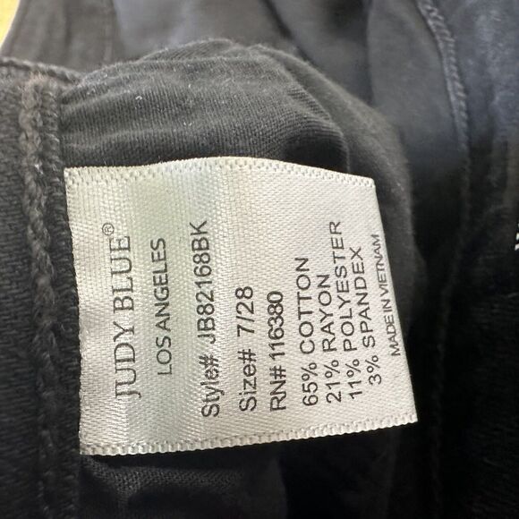 Judy Blue Skinny Fit Jeans‎ Leopard Print Patches Womens 7/28 Black Distressed - Picture 13 of 16